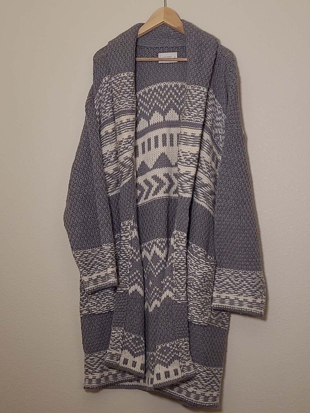 Lucky Brand Stargazer Fair Isle Knit Long Open Cardigan Sweater Duster XXL, 2 XL